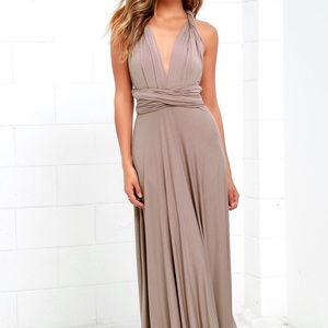 Lulus: Tricks of the Trade Taupe Maxi Dress